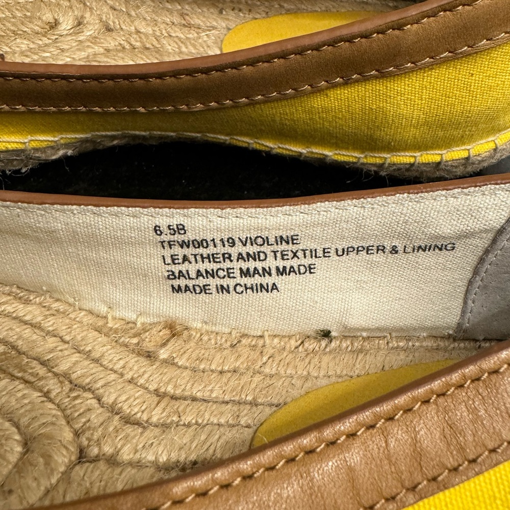 Tommy Bahama Violine open toe leather trim yellow flat espadrilles size 6.5 - Picture 5 of 6